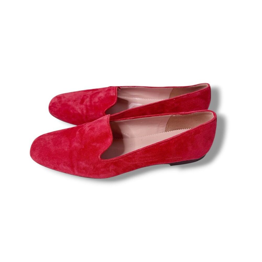 J.Crew Cecile Smoking Slipper Loafer in Fiery Sunset Red Suede Leather Women’s 7 - Picture 2 of 10
